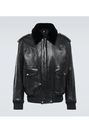 Prada Chaqueta de piel con pelo sintético