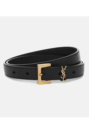 Saint Laurent Cinturón fino Cassandre de piel