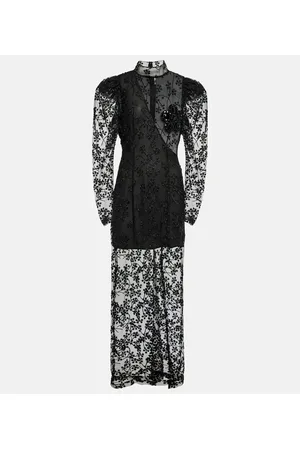 ROTATE Vestido midi de malla floral