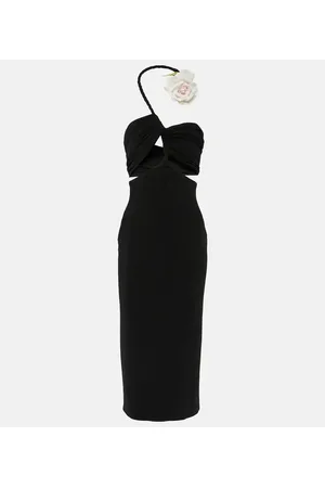 MAGDA BUTRYM Vestido midi con aberturas y aplique floral