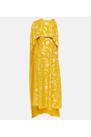 Markarian Vestido midi con capa de mezcla de seda