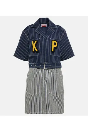 Kenzo Vestido corto de denim con cinturón