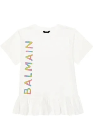 Balmain Vestido en jersey de algodón con logo