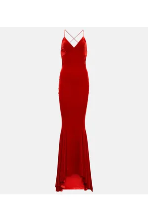 Norma Kamali Vestido de fiesta de terciopelo con cola