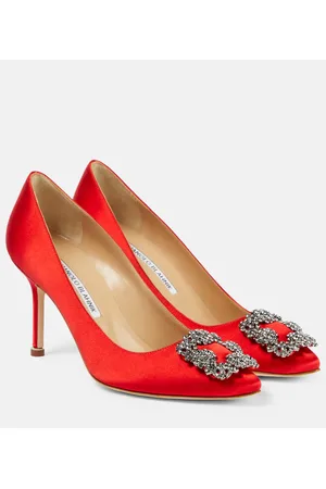 Manolo Blahnik Salones Hangisi 90 de satén adornados