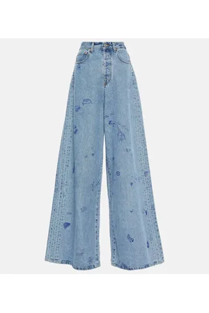 Vetements Jeans anchos estampados con tiro bajo