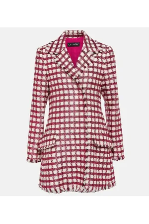 Oscar de la Renta Vestido corto de tweed en lana a cuadros
