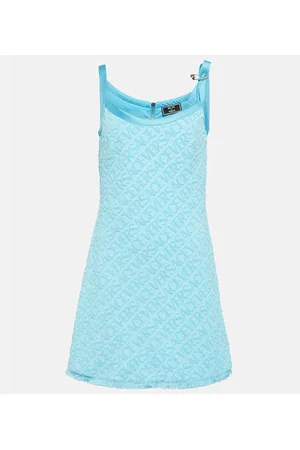 VERSACE Vestido corto en rizo de algodón con Allover