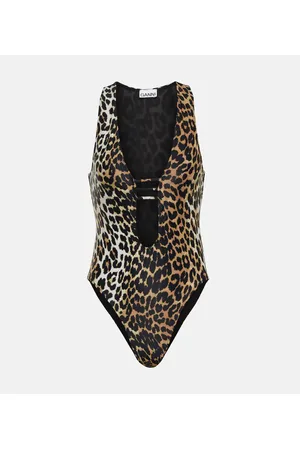 Ganni Bañador con estampado de leopardo