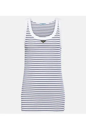 Prada Tank top en jersey de algodón a rayas