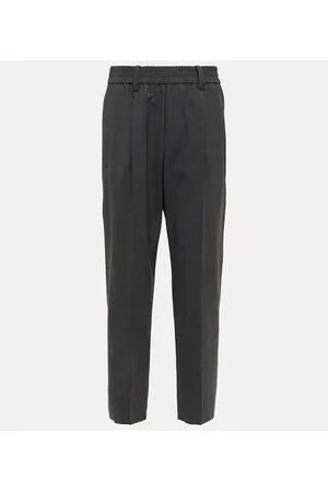 Brunello Cucinelli Pantalones tapered en mezcla de lana