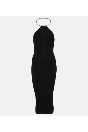 GALVAN Vestido midi Rhea de punto metalizado