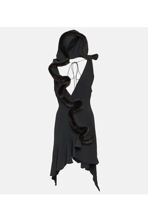 COPERNI Vestido corto de jersey con pelo sintético