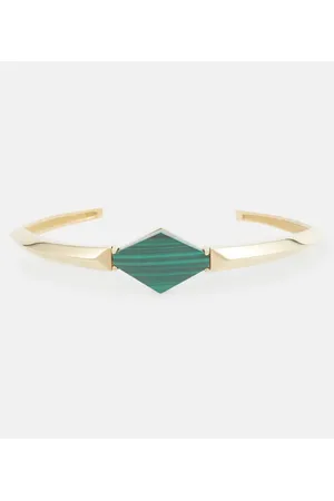 Aliita Brazalete Deco Rombo de oro de 9 ct con malaquita