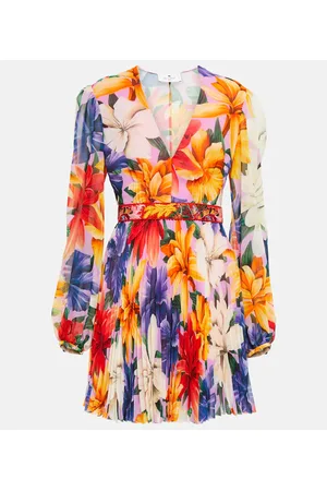 Etro Vestido corto plisado floral