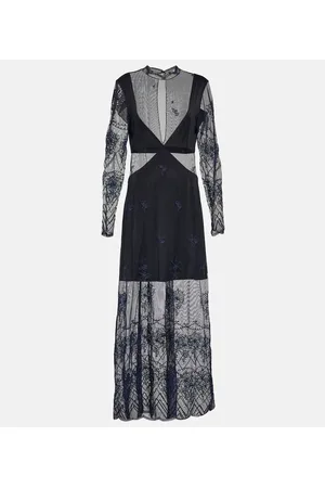 Paco rabanne Vestido largo de encaje y satén