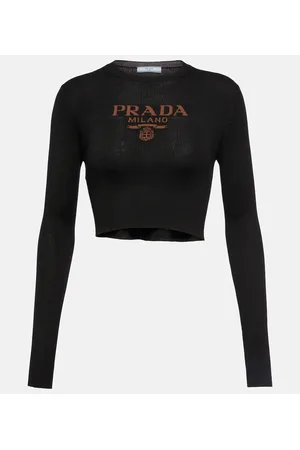 Prada Crop top acanalado de seda