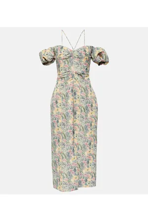 Markarian Vestido midi sin tirantes fruncido