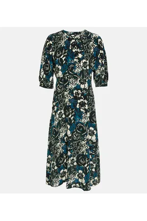 Max Mara Vestido Bronzo en crepé de seda floral