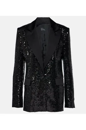 Costarellos Blazer Onyx de satén con lentejuelas