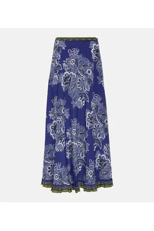 Etro Falda larga de seda floral
