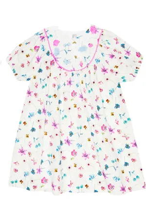 Il gufo Vestido de algodón con bordado floral