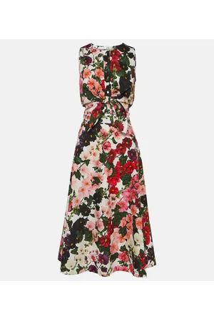 Oscar de la Renta Vestido midi de mezcla de algodón floral