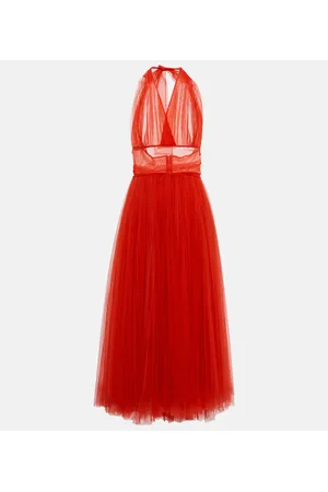 Dolce & Gabbana Vestido midi de tul con cuello halter