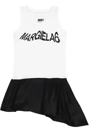 Maison Margiela Vestido en jersey y satén con logo