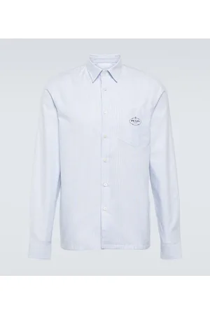 Prada Camisa de popelín de algodón a rayas