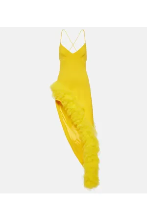 DAVID KOMA Vestido de crepé de lana con volantes