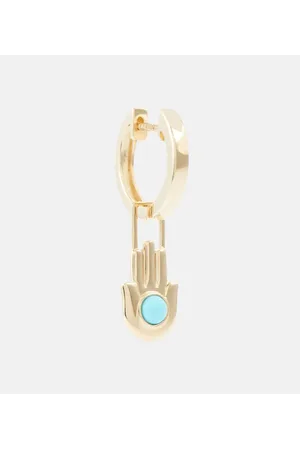 Robinson Pelham Argolla Orb Midi de oro de 14 ct con colgante Hamsa Hand Earwish y turquesa