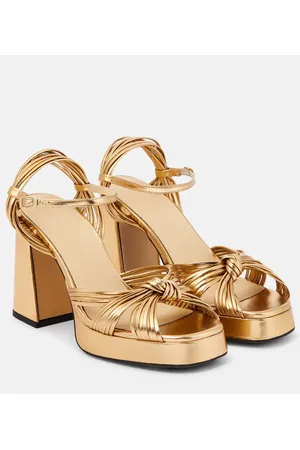 Souliers Martinez Sandalias Springs de piel metalizada