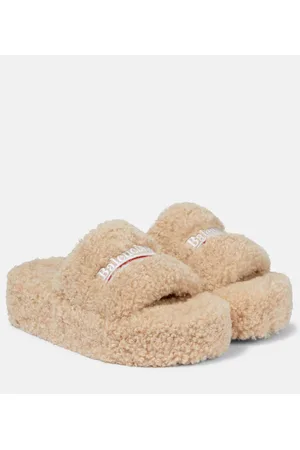 Balenciaga Sandalias de borrego sintético con logo