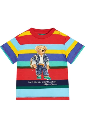 Ralph Lauren Bebé - camiseta Polo Bear de algodón a rayas