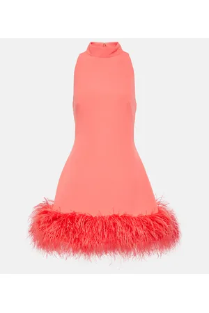 Safiyaa Vestido corto Ratana de crepé con plumas