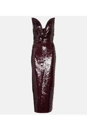 Roland Mouret Vestido midi bandeau con lentejuelas