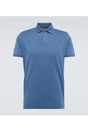 Loro Piana Polo en piqué de algodón y seda