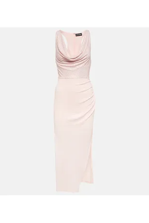 DAVID KOMA Vestido midi con cuello alto y cristales