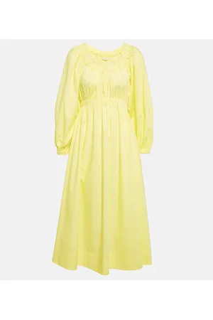 ULLA JOHNSON Vestido midi Helena de algodón fruncido