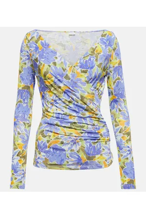 DRIES VAN NOTEN Top de jersey fruncido floral