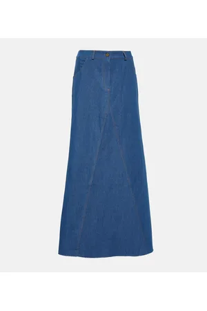 AYA MUSE Falda larga Pilla en denim de tiro bajo
