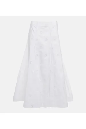 Chloé Chloé Falda midi de algodón y bordado inglés