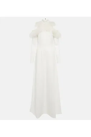 Christopher Kane Vestido de novia de crepé con plumas