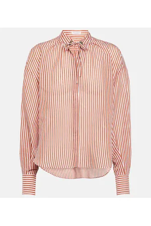 Brunello Cucinelli Camisa en mezcla de algodón a rayas