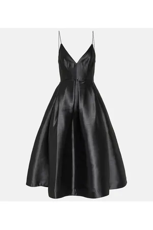 ALEX PERRY Vestido midi de faya seda plisada