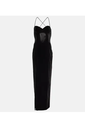 Alessandra Rich Vestido de terciopelo con aberturas