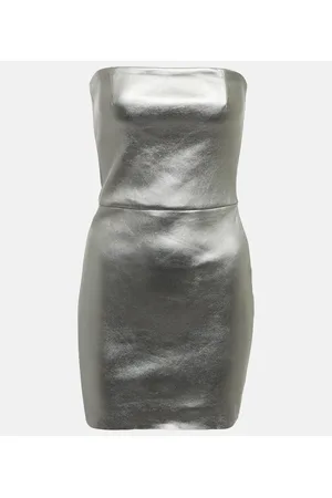 Stouls Vestido corto Amina de piel sin tirantes