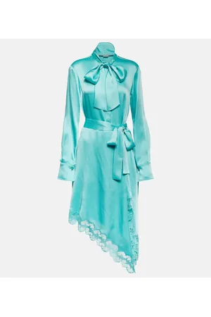 Stella McCartney Vestido midi de satén con encaje