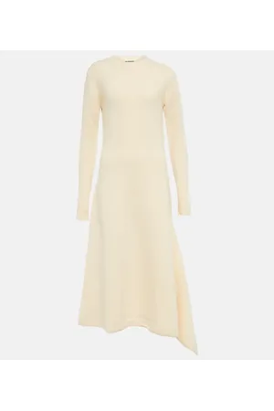 Jil Sander Vestido midi de lana asimétrico